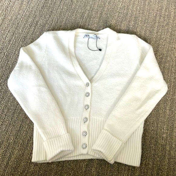 Zara Sweaters - Zara soft cardigan with rhinestone buttons